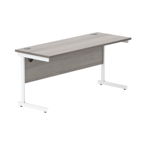 Astin Rectangular Single Upright Cantilever Desk 1600mm x 600mm x 730mm Alaskan Grey Oak Arctic White 821616 F
