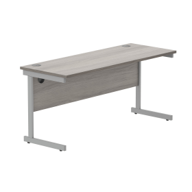 Astin Rectangular Single Upright Cantilever Desk 1600mm x 600mm x 730mm Alaskan Grey Oak Silver 821610 F