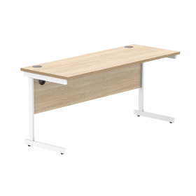 Astin Rectangular Single Upright Cantilever Desk 1600mm x 600mm x 730mm Canadian Oak Arctic White 821592 F