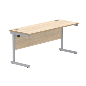 Astin Rectangular Single Upright Cantilever Desk 1600mm x 600mm x 730mm Canadian Oak Silver 821586 F