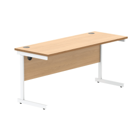 Astin Rectangular Single Upright Cantilever Desk 1600mm x 600mm x 730mm Norwegian Beech Arctic White 821580 F