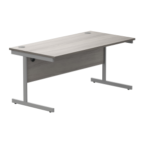Astin Rectangular Single Upright Cantilever Desk 1600mm x 800mm x 730mm Alaskan Grey Oak Silver 821613 F
