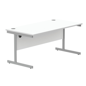 Astin Rectangular Single Upright Cantilever Desk 1600mm x 800mm x 730mm Arctic White Silver 821601 F