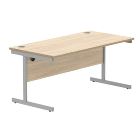 Astin Rectangular Single Upright Cantilever Desk 1600mm x 800mm x 730mm Canadian Oak Silver 821589 F