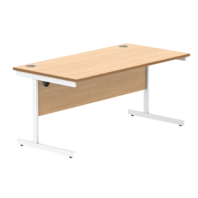 Astin Rectangular Single Upright Cantilever Desk 1600mm x 800mm x 730mm Norwegian Beech Arctic White 821583 F