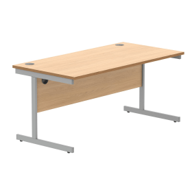 Astin Rectangular Single Upright Cantilever Desk 1600mm x 800mm x 730mm Norwegian Beech Silver 821577 F