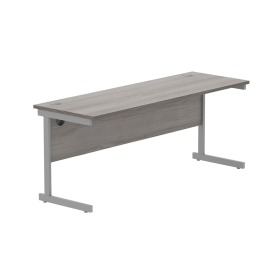 Astin Rectangular Single Upright Cantilever Desk 1800mm x 600mm x 730mm Grey Oak Silver 848230 F