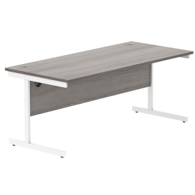 Astin Rectangular Single Upright Cantilever Desk 1800mm x 800mm x 730mm Grey Oak White 848258 F