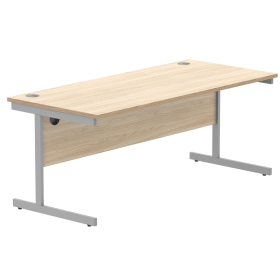 Astin Rectangular Single Upright Cantilever Desk 1800mm x 800mm x 730mm Oak Silver 848235 F