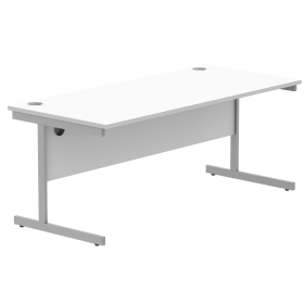 Astin Rectangular Single Upright Cantilever Desk 1800mm x 800mm x 730mm White Silver 848236 F