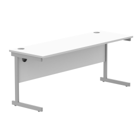 Astin Rectangular Single Upright Cantilever Desk 1800x600x730mm White Silver KF800038 848232 F