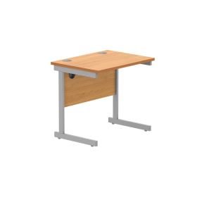 Astin Rectangular Single Upright Cantilever Desk 800mm x 600mm x 730mm Beech Silver 848237 F
