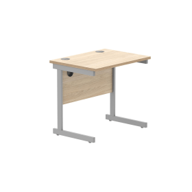 Astin Rectangular Single Upright Cantilever Desk 800mm x 600mm x 730mm Oak Silver 848239 F