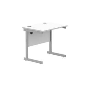 Astin Rectangular Single Upright Cantilever Desk 800mm x 600mm x 730mm White Silver 848240 F
