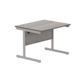 Astin Rectangular Single Upright Cantilever Desk 800mm x 800mm x 730mm Grey Oak Silver 848242 F