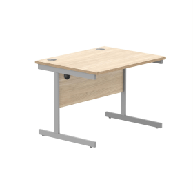 Astin Rectangular Single Upright Cantilever Desk 800mm x 800mm x 730mm Oak Silver 848243 F
