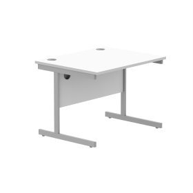 Astin Rectangular Single Upright Cantilever Desk 800mm x 800mm x 730mm White Silver 848244 F