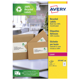 Avery Address Label Laser Recycled 63.5mm x 38.1mm White 2100 Pack 106781 F
