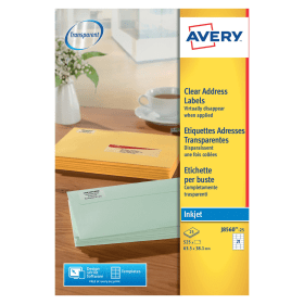 Avery Address Labels Inkjet 63.5mm x 38.1mm Clear 525 Pack 126751 F