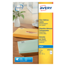 Avery Address Labels Inkjet 99.1mm x 38.1mm Clear 350 Pack 122317 F