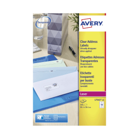 Avery Address Labels Laser 99.1mm x 38.1mm Clear 350 Pack 100078 F