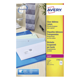 Avery Address Labels Laser 99mm x 34mm Clear 400 Pack 101886 F