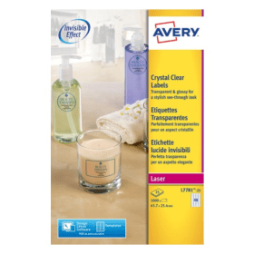 Avery Crystal Clear Labels Laser 45.7mm x 25.4mm Transparent 1000 Pack