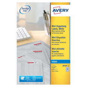 Avery Inkjet Mini Labels 25.4mm x 10mm 189 Per Sheet White 4725 Pack 109163 F
