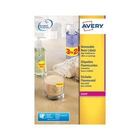 Avery Label Laser 99.1mm x 38.1mm Neon Yellow 350 Pack 115162 F