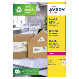 Avery Labels Laser Recycled 99.1mm x 38.1mm White 1400 Pack 102120 F
