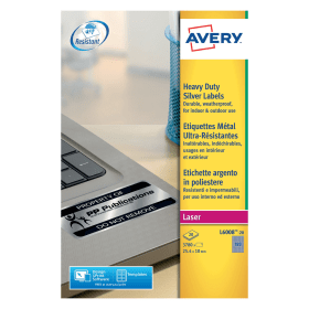 Avery Laser Label Heavy Duty 25mm x 10mm 189 Per Sheet Silver 3780 Pack 139345 F