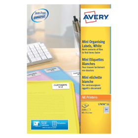 Avery Laser Labels 46mm x 11.11mm 84 Per Sheet White 2100 Pack 122376 F