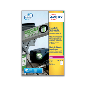 Avery Laser Labels Heavy Duty 99mm x 139mm 1 Per Sheet White 20 Pack 126962 F