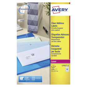 Avery Laser Mini Labels 22mm x 12mm 48 Per Sheet Clear 1200 Pack 113425 F