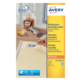 Avery Laser Mini Labels 25.4mm x 10mm 189 Per Sheet White 4725 Pack 110277 F