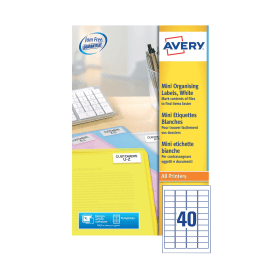 Avery Laser Mini Labels 45.7mm x 25.4mm 40 Per Sheet White 1000 Pack 115960 F