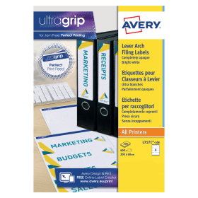 Avery Lever Arch Filing Laser Labels 200mm x 60mm 400 Pack 110192 F
