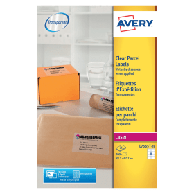 Avery Parcel Label Laser 99.1mm x 67.7mm Clear 200 Pack 100302 F