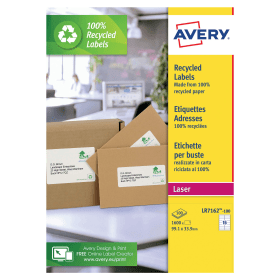 Avery Recycled Labels Laser 99.1mm x 38.1mm White 1600 Pack 133705 F