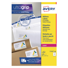 Avery Ultragrip Label Laser 99.1mm x 67.7mm White 4000 Pack 133340 F