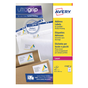 Avery Ultragrip Labels Laser 63.5mm x 38.1mm White 840 Pack 101255 F