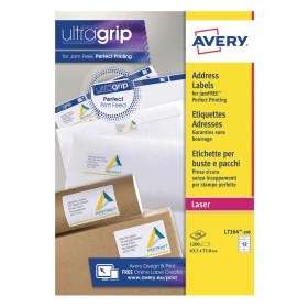 Avery Ultragrip Labels Laser 63.5mm x 72mm White 1200 Pack 106569 F