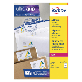 Avery Ultragrip Laser Parcel Labels 139mm x 99.1mm 4 Per Sheet White 1000 Pack 145711 F