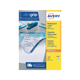 Avery Ultragrip Multipurpose Labels 38.1mm x 21.2mm 65 Per Sheet White 6500 Pack 280439 F