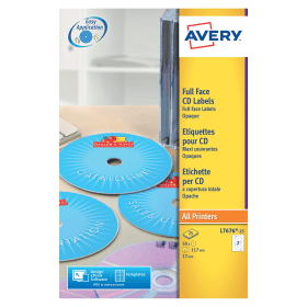 Avery White Full Face CD DVD Laser Label 2 Per Sheet 50 Pack 122285 F