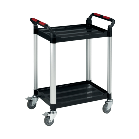 Barton Black and Silver 2 Shelf Standard Plastic Trolley White 176186 F