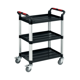 Barton Black and Silver 3 Shelf Standard Plastic Trolley White 149173 F