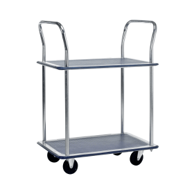 Barton Silver and Blue 2 Shelf Trolley with Chrome Handles 155010 F