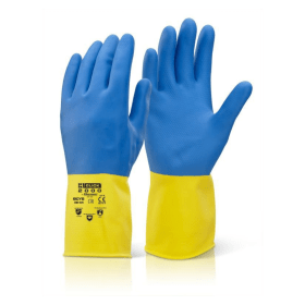Beeswift Bi Colour Heavy Weight Gloves Yellow Blue Medium HWCGYRM 852977 F