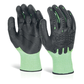 Beeswift Cut Resistant Fully Coated Impact Gloves Green Small 783042 F